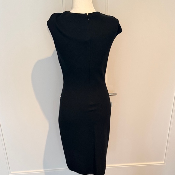 St John Elegant Knit Black Dress with Scalloped Edge - Picture 3 of 6